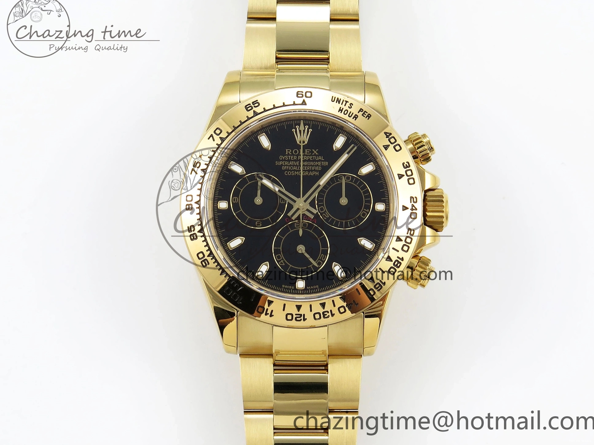0520 Durable Daytona 116508 QF 1:1 Best Edition Black Dial on YG Bracelet SH4130 V3 (Gain Weight) 1717
